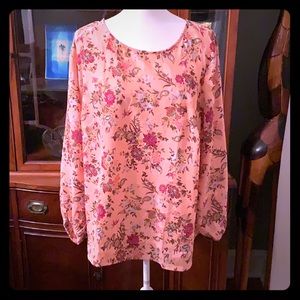 LOFT Plus pink floral blouse.